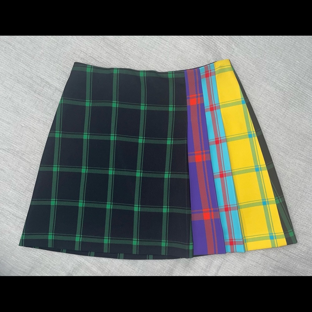 Alice & Olivia “Semira” pleated check miniskirt 0